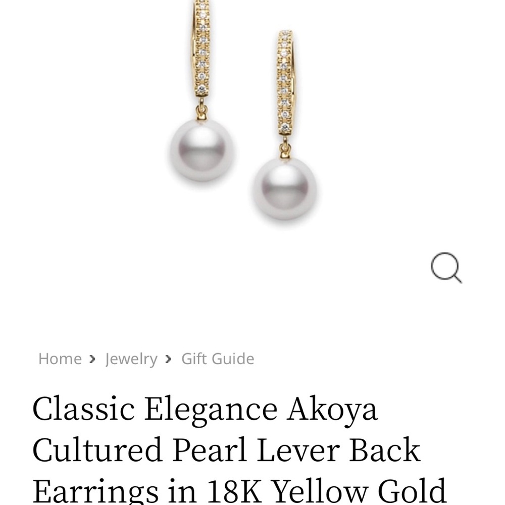Mikimoto Akoya Cultured Pearl Earrings in Yellow Gold